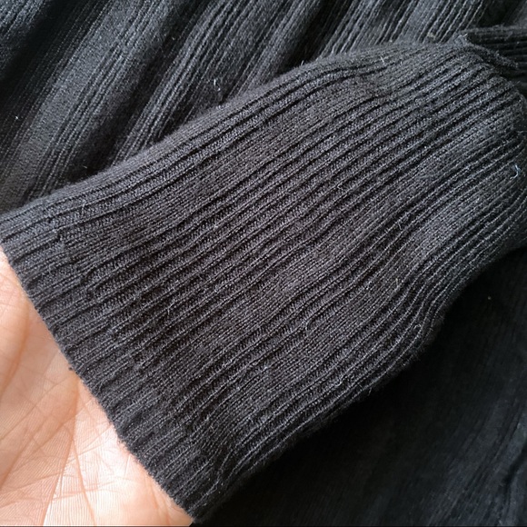 🖤 ATMOSPHERE BLACK RIBBED BAISC CROPPED LONG SLEEVE KNIT TOP! - Picture 6 of 8